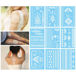 Tatuaje Temporal Elegante de Encaje Blanco para Boda/Novia/Fiesta de Despedida de Soltera, Adhesivo Corporal Impermeable, Estilo Henna - Product Image 1