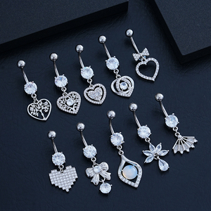 14G Zilveren Serie Sexy Navel Ringen Boog Hart Bloem Bungelende Gebogen Buik <span class=keywords><strong>Piercing</strong></span> Zirkoon Czs Elegante Bruiloften - Product Image 3