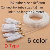 Tubo de Tinta de 2 Metros y 6 Colores con Amortiguador de Tinta, Tuercas de Fijación y Junta Tórica para Impresora Epson XP600 TX800 UV DTF