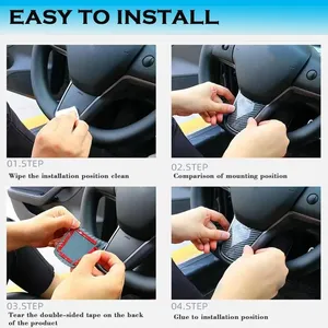 Cadre décoratif de volant pour Model 3 Model Y 2019-2024, couvre-volant, garniture intérieure automobile, accessoires automobiles - Product Image 6