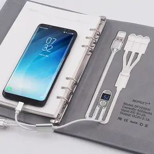 Popular Wholesale Products Gift Souvenirs of Inductive Charging Power Bank Journal Planner Notebook with Lamp & Digital Clock