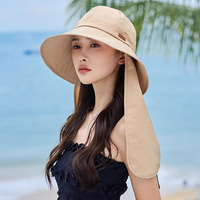 Chapeau de pêcheur pour femme adulte de haute qualité, tendance, pour l'été, avec protection solaire et cache-nuque, idéal pour les voyages, la plage et la pêche, 100% coton