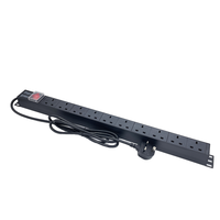 Unit daya Mount paduan Aluminium tahan lama, 10-Port kapasitas tinggi 1U 19 "UK PDU-Unit daya (nilai tegangan AC)