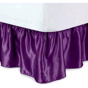 Falda de Cama de Satén Tamaño Individual, 18 Pulgadas de Caída, Color Morado Sólido, Sin Arrugas, para Uso Doméstico, con Volantes Antipolvo, Tela de Microfibra - Product Image 1