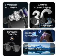 Caméra IA 4K HD avec traduction en temps réel, audio à oreille ouverte, lentille photochromique, commande vocale, contrôle par application, cadre en plastique et titane, 7 jours