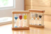 Set Jam Pasir Kayu Mini Warna-warni Asli 1 3 5 Menit Grosir Pabrik Logo Kustom Dekoratif Hadiah Promosi