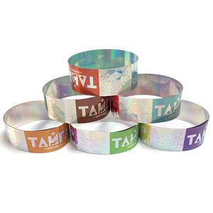 <strong>2026</strong> <strong>New</strong> Popular Holographic Glitter Waterproof Bracelet Disposable Id Wristbands Custom Party Event Access Vip Armband - Product Image 4
