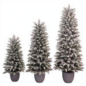 Árbol de Navidad de Abeto Preiluminado en Maceta de 60cm, 90cm, 120cm con 100 Luces LED, Ramas Realistas con Nieve, Fácil de Instalar - Product Image 1