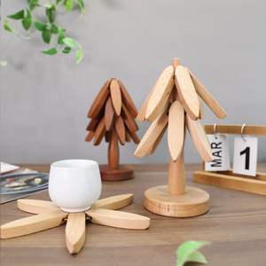 Usine personnalisé de haute qualité arbre sous-verres en bois dessous de plat ensemble pour plats chauds pot bol - Product Image 3