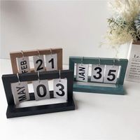 Calendrier de bureau en bois éco-responsable 365 jours, personnalisable avec logo, design artistique, horloge, 20,5x12x9cm