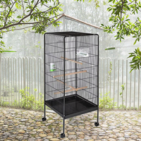 Cage à oiseaux de luxe personnalisée en fil métallique massif, 146 cm de haut, à deux portes, avec plateau en plastique, volière et maison d'élevage pour animaux de compagnie