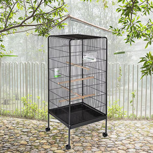 Cage à oiseaux de luxe personnalisée en fil métallique massif, 146 cm de haut, à deux portes, avec plateau en plastique, volière et maison d'élevage pour animaux de compagnie - Product Image 1