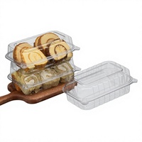 Boîte alimentaire jetable transparente en PET de qualité alimentaire, forme trapézoïdale, pour pâtisseries occidentales, style similaire à Hemas
