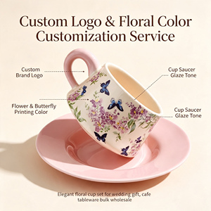 Juego de Taza y Platillo con Diseño Floral de Mariposas Púrpuras Vintage, Taza de Café Estética <span class=keywords><strong>para</strong></span> Uso Diario, Regalo <span class=keywords><strong>para</strong></span> Mujeres, Elegante Compañera <span class=keywords><strong>para</strong></span> la Hora del Té - Product Image 2