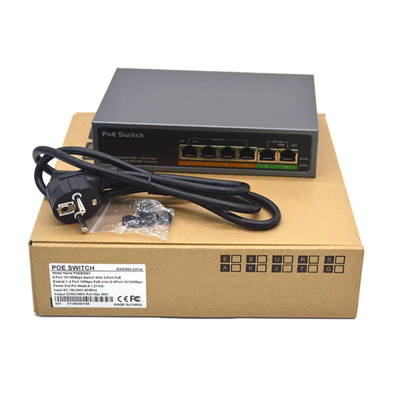 IEEE802.3at or IEEE802.3af poe switch 4 port gigabit