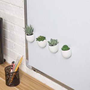 Décoration magnétique assortie pour réfrigérateur Décoration magnétique assortie avec <span class=keywords><strong>mini</strong></span> fausses plantes succulentes dans des pots en céramique blanche Pots magnétiques pour plantes - Product Image 5
