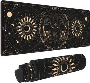 Tapis de souris extensible grand format Sun and Moon Gothic Skull Goat, tapis de souris de jeu XL surdimensionné, tapis de bureau surdimensionné, bords cousus, 31,5 <span class=keywords><strong>x</strong></span> 11,8 pouces - Product Image 1