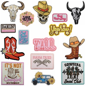ברזל הסיטונאי-על קאובוי המערבי רקום רקום טלאים בגדים כובעים חום העיתונות תג רקמה - Product Image 1
