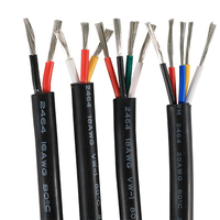 Kabel Multi Inti dengan Selubung Kabel Listrik 24 AWG 22 AWG 20 AWG RVV 2 3 4 5 6 7 8 Inti Konduktor Kawat Tembaga Listrik Hitam