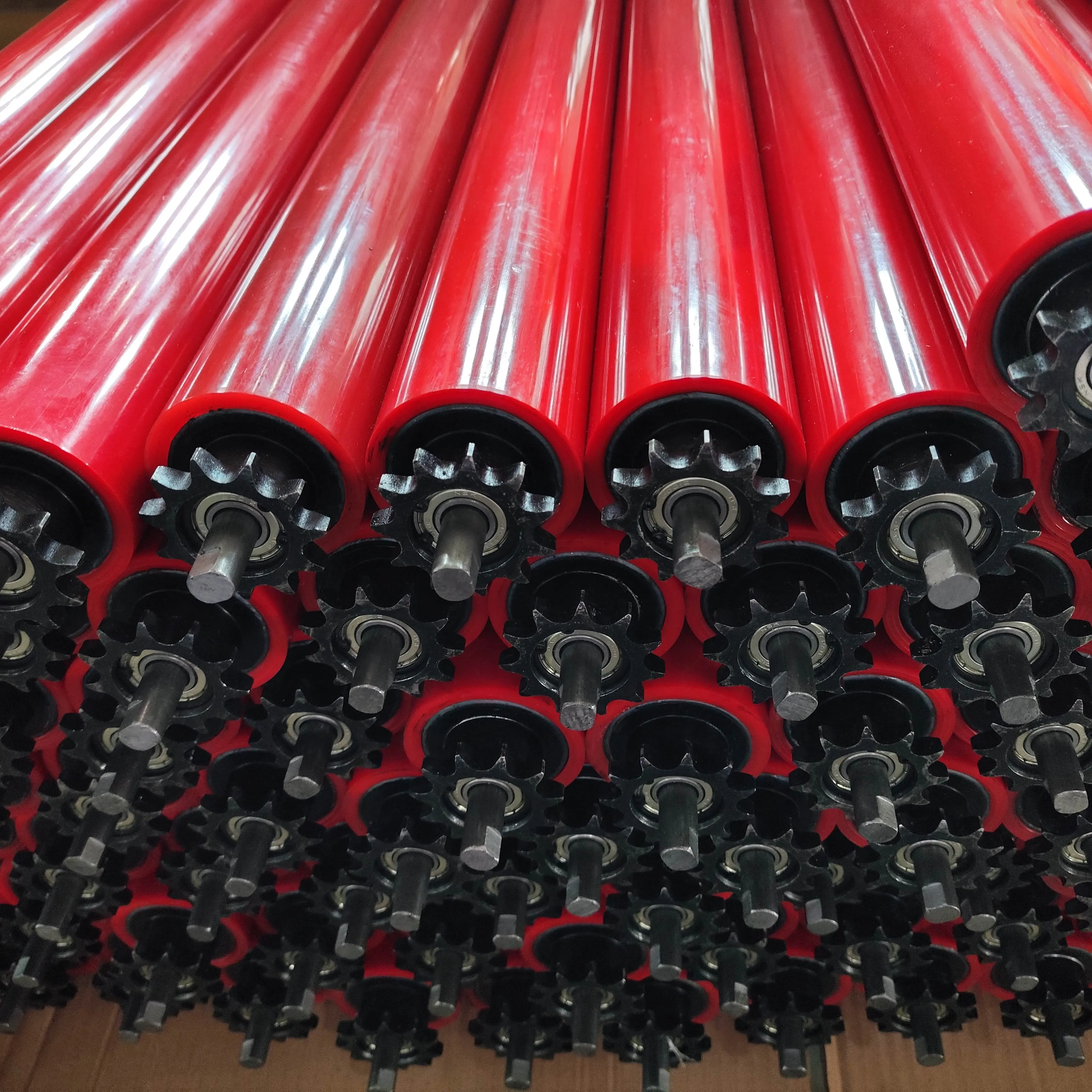 Red Rubber ized Plastic Steel Ein ketten rolle