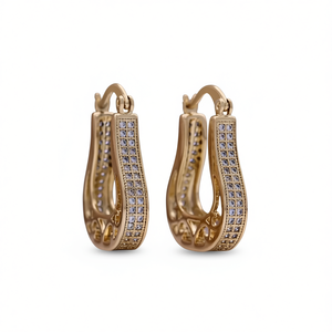 Pendientes de Aro de Lujo para Mujer, Chapados en Oro de 18K, Forma de Gota de Agua, Cristal, Microincrustaciones de Diamantes de Imitación, Joyería para Uso Diario - Product Image 1