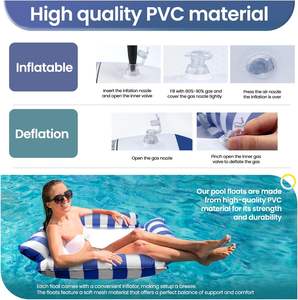 Bouée gonflable 4-en-1 en PVC, bleu et blanc rayé, multifonction, pour adultes - Product Image 6