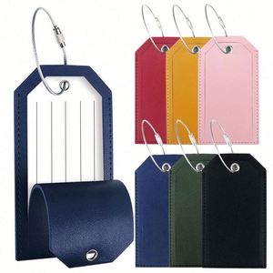 Luggage <b>Tag</b> With Pu Leather Privacy Cover <b>Name</b> Label Stainless Steel Loop for Women Men Bag Suitcase - Product Image 2