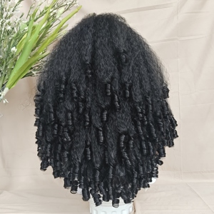 Parrucche <span class=keywords><strong>Afro</strong></span> Kinky Curly Straight per Donne di Colore, Lunghe con Fascia, Sintetiche, Classiche, Voluminose, Ondulate, Senza Colla, Resistenti al Calore, Premium - Product Image 3