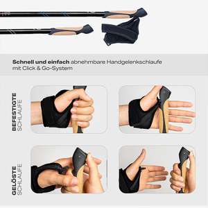 Juego de 2 <span class=keywords><strong>bastones</strong></span> de trekking portátiles de carbono de 3 secciones <span class=keywords><strong>para</strong></span> senderismo aventuras de caminata nórdica palo de senderismo plegable de corcho EVA <span class=keywords><strong>para</strong></span> acampar - Product Image 4