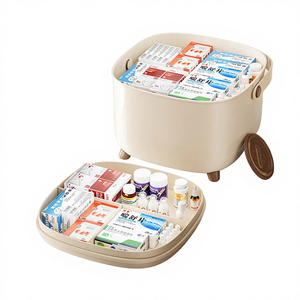 Petite boîte de rangement de médicaments en plastique carrée portable pour enfants et familles, boîte de premiers soins médicale miniature pour la maison - Product Image 1