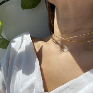 Collar de cadena doble cruzada CUCOCUCA YFB 025 de acero inoxidable, joyería de moda cruzada de diseño simple para conjuntos de verano. - Product Image 2