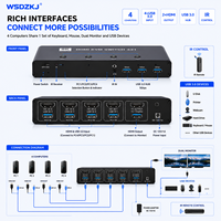 Hardrock Metal untuk 2.1 KVM Switch dengan Resolusi 8K60Hz untuk 4 Komputer 1 Monitor USB 3.0 Hub Remote Control FCC CE ROHS