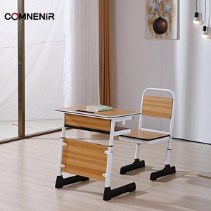 Tables et chaises d'école modernes en <span class=keywords><strong>bois</strong></span> en gros, mobilier de salle de classe, bureau et chaise scolaire double pour lycée, usage commercial, fabriqué en Chine - Product Image 3