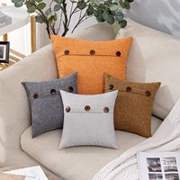Housse de coussin en lin au style Vintage, taie d'oreiller de ferme à trois boutons, pour canapé-lit
