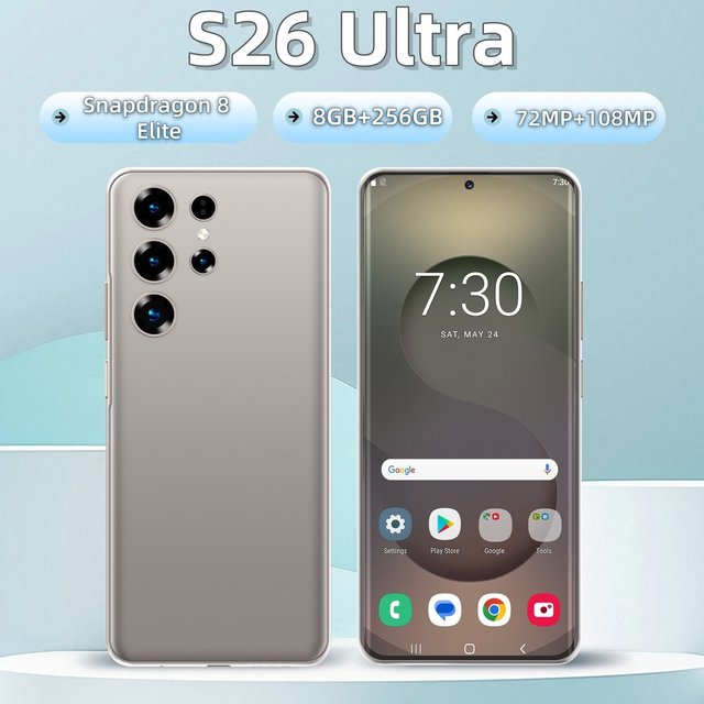 2026 New S26 Ultra 5G LTE Smartphone 8GB+256GB Unlocked Dual SIM 7.3" HD Display 108MP Camera Gaming Low Price Factory Direct