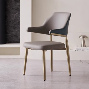 Lumière italienne atmosphère de luxe dossier durable accoudoir creux cuir acier inoxydable maison hôtel café <span class=keywords><strong>salle</strong></span> <span class=keywords><strong>à</strong></span> <span class=keywords><strong>manger</strong></span> chaise - Product Image 1