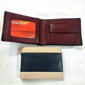 Unisex Short Fashion Genuine Leather Anti-Theft <b>Fold</b> Closure <b>Wallet</b> with Chains and Letter Design - Product Image 1