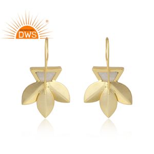 Boucles d'oreilles à crochet en laiton au design étonnant Fabricant de bijoux de mode Boucles d'oreilles en pierres précieuses arc-en-ciel Collection Vintage - Product Image 3