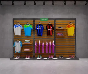 Wholesale Sport Clothing Store Display Furniture Design Metal and Wood Sport Store Racks Shelves Display