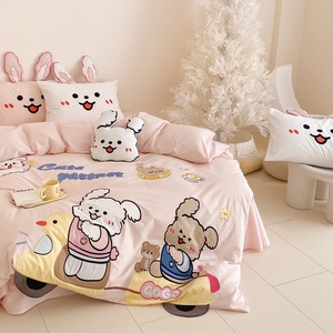1.8 di <span class=keywords><strong>cotone</strong></span> 100% ricamato in tessuto rosa coniglio/Set di biancheria da letto 2m <span class=keywords><strong>copriletto</strong></span> doppio Set - Product Image 2