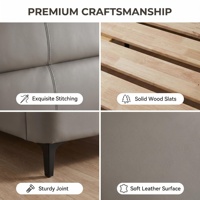 Lit moelleux rembourré en cuir véritable écologique XIYUAN, cadre en bois de pin durable, garantie 10 ans, modèle Master
