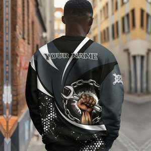 Vente chaude partout imprimé personnalisé mécanicien <span class=keywords><strong>pull</strong></span> <span class=keywords><strong>pull</strong></span> pour hommes nouveau dans le col rond coupe ample unisexe sweats hauts quantité minimale de commande bas - Product Image 5