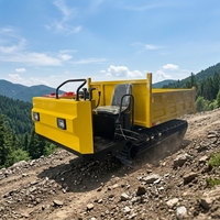 Mini-dumper sur chenilles à moteur diesel de 3 tonnes avec chenilles en caoutchouc et benne de chargement relevable, moment de charge élevé