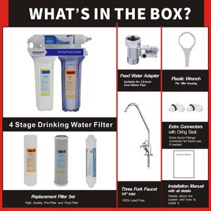 Hệ thống lọc nước uống dưới bồn rửa <span class=keywords><strong>3</strong></span> giai đoạn bao gồm bộ lọc thay thế 10 "<span class=keywords><strong>PP</strong></span> 5um khối carbon & Bộ lọc carbon nội tuyến - Product Image 5