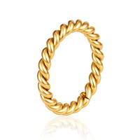 Bague Torsadée en Acier Inoxydable Plaqué Or 18 carats pour Femme, Haut de Gamme, Étanche, Empilable, Style Corde Tressée, Vente en Gros