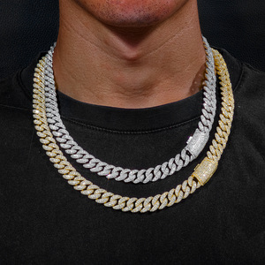 สร้อยคอแบบคิวบันฮิปฮอปสั่งทำพิเศษสำหรับทุกเพศ ประดับเพชรโมอิสซาไนต์ ชุบทอง 18K เงินแท้ 925 ดีไซน์แบบไมอามี่ลิงค์ ตัวเรือนแบบเบเซลเซ็ตติ้ง - Product Image 1