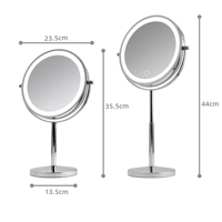 Loupe de bureau polyvalente 10x/3x/5x, hauteur réglable, en métal, double face, avec éclairage LED personnalisable 3 couleurs à intensité variable, miroir chromé