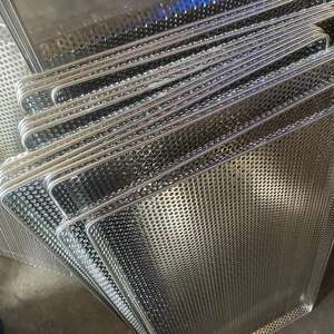 SS201 304 Stainless Steel Perforated Tray Baking <strong>Pan</strong> Oven Sheet <strong>Pan</strong> for <strong>Grilled</strong> Fish/vegetables - Product Image 3