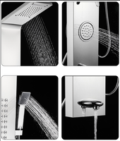 Colonne de douche murale moderne en acier inoxydable avec robinets thermostatiques Design robuste
