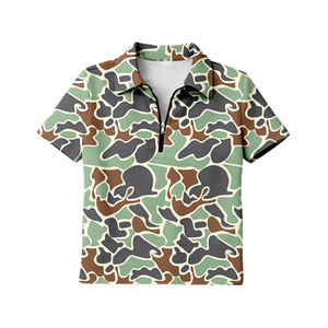 Camiseta GT1603 con estampado de camuflaje personalizado, manga corta, con cremallera, antiarrugas, para mujer adulta, venta al por mayor, top de verano para adulta. - Product Image 1